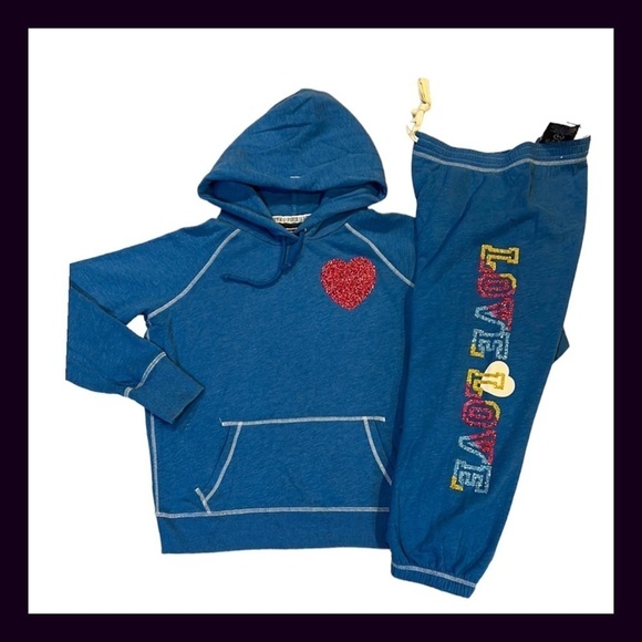 Vintage PINK Blue Rainbow Mega Bling Glitter Matching Set Size Extra Small - Picture 11 of 13